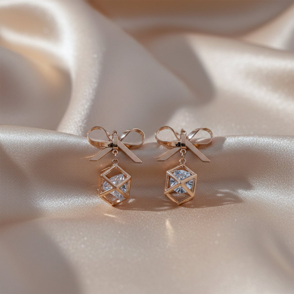 Rose Gold Bow Earrings GWE -120