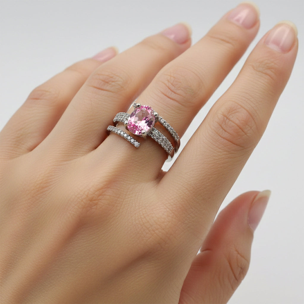 Silver Blush Solitaire Ring GWR -54
