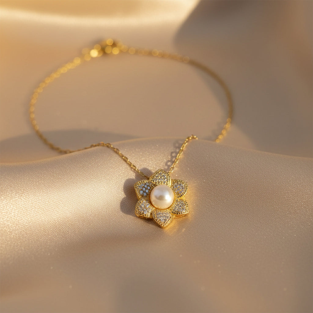 Golden Floral Necklace GWN -40