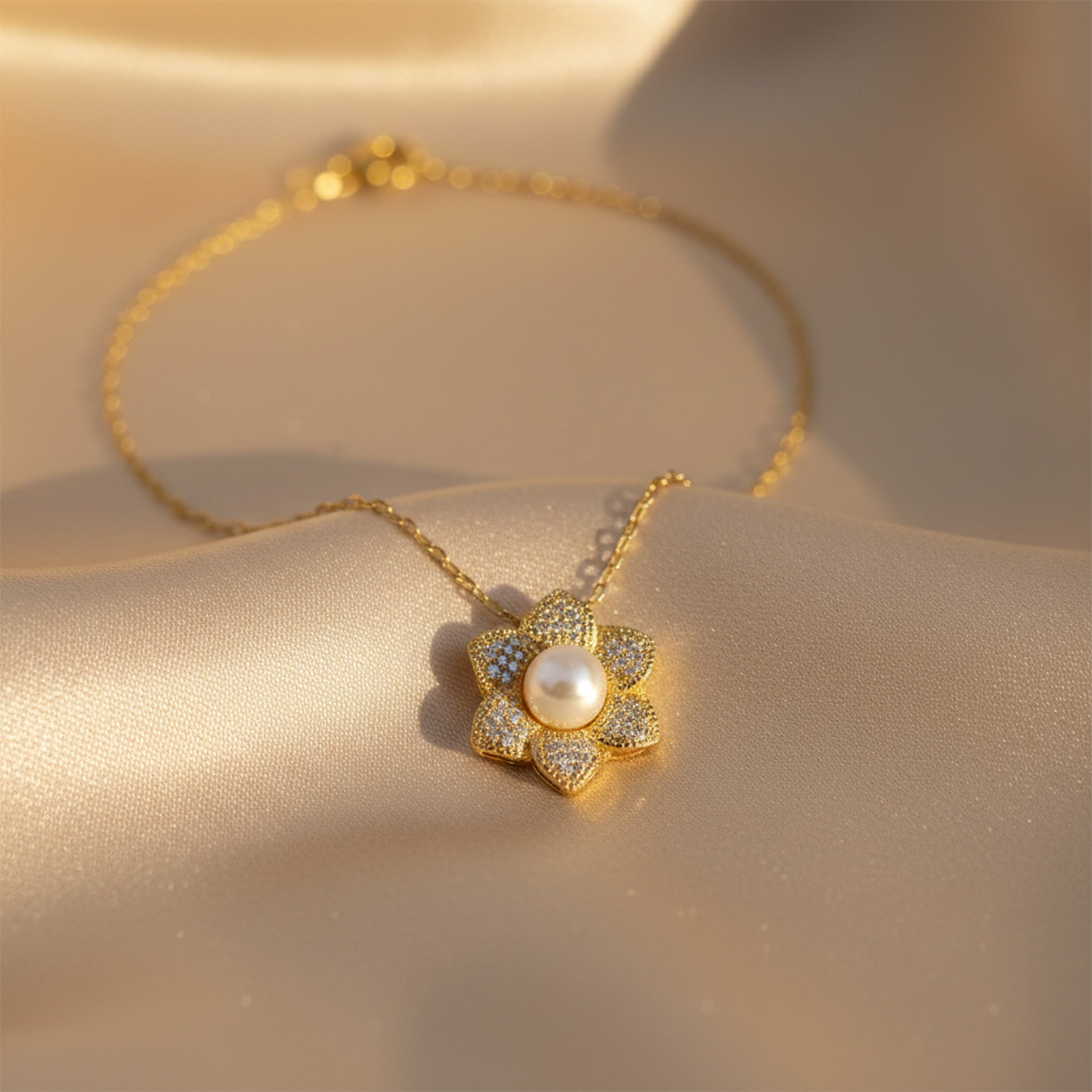 Golden Floral Necklace GWN -40