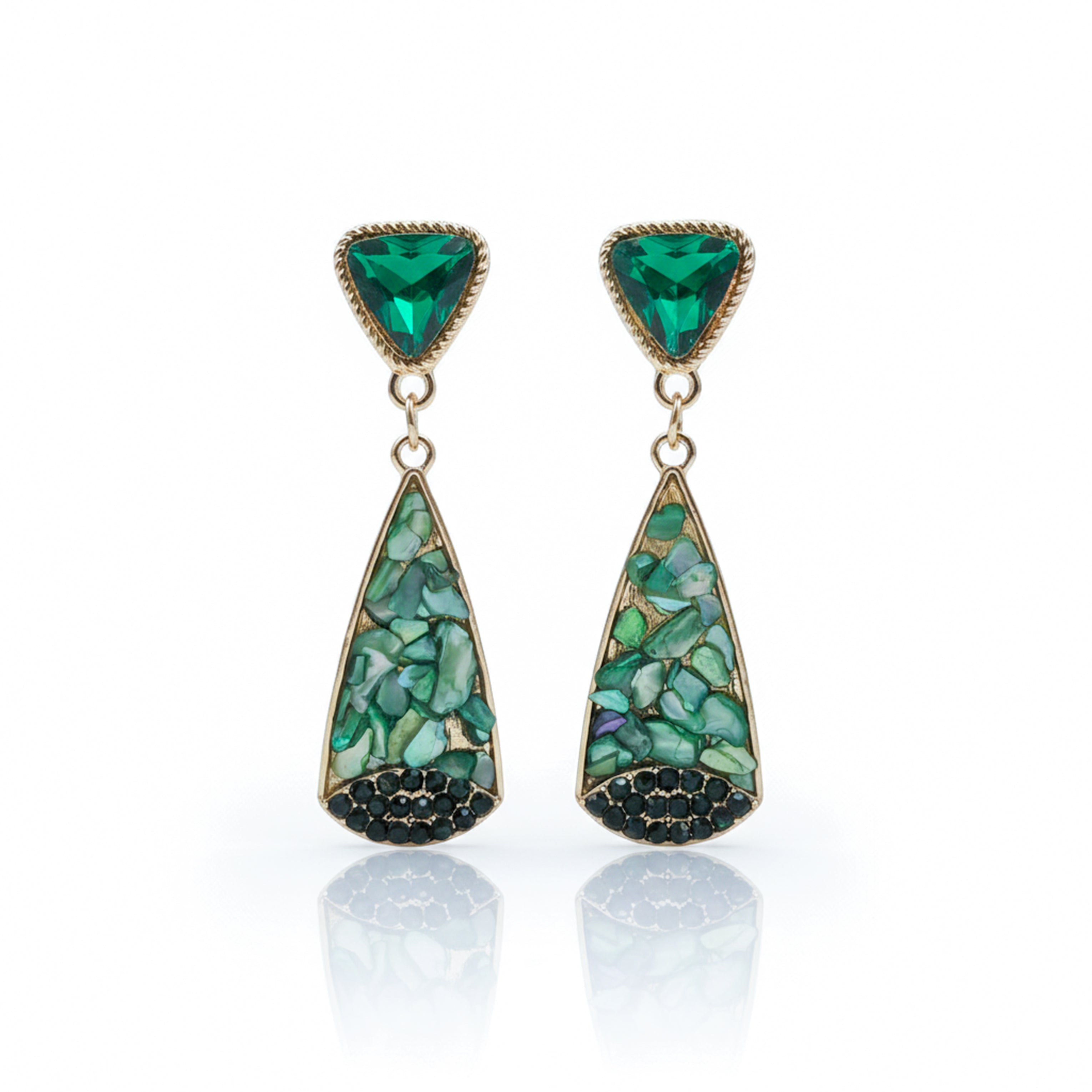 Emerald Mosaic Drop Earrings GWE -242