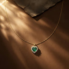 Emerald Heart Halo Pendant Necklace GWN -69