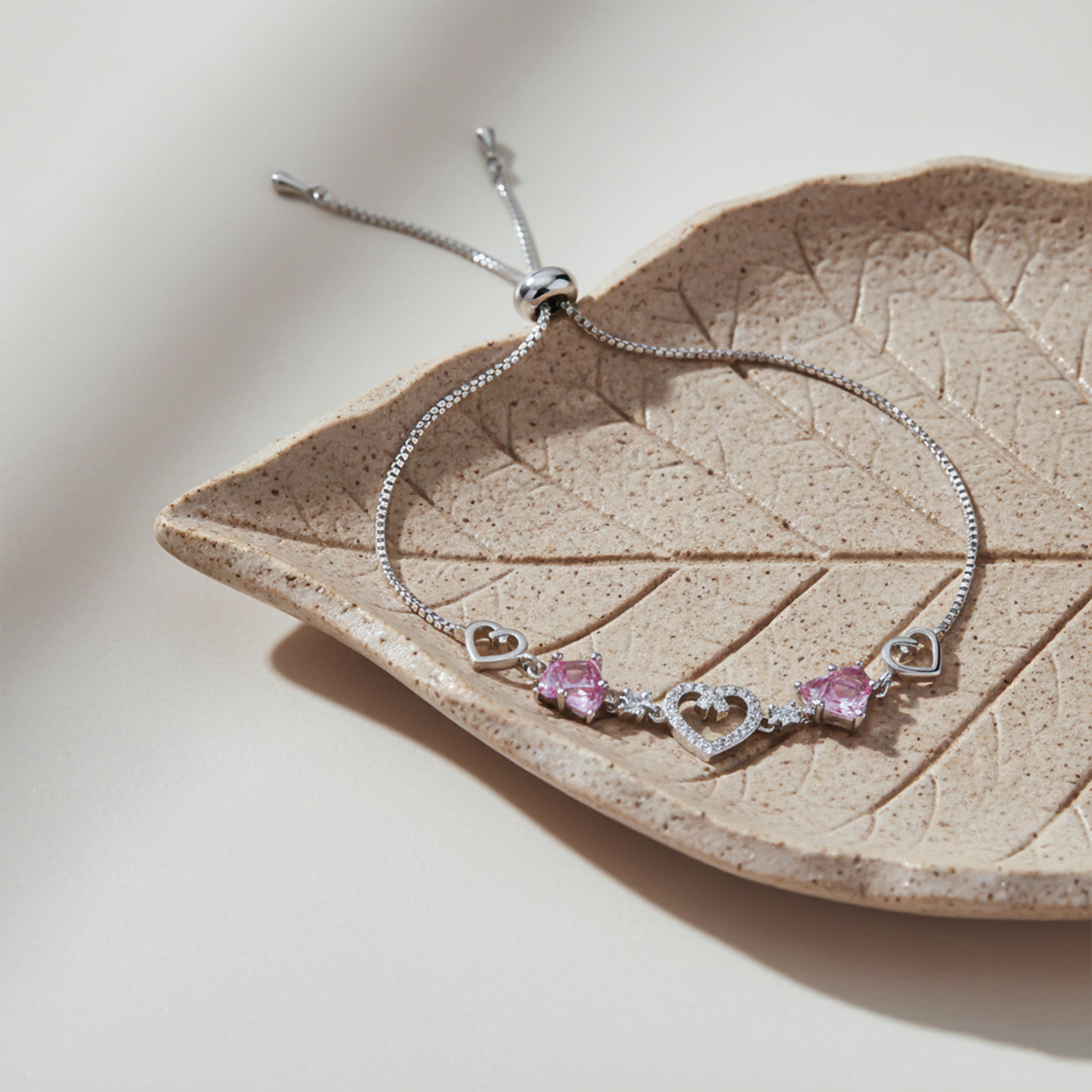 Pink Heart Charm Bracelet GWB -156