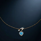 Blue Heart Drop Pendant Necklace GWN -110