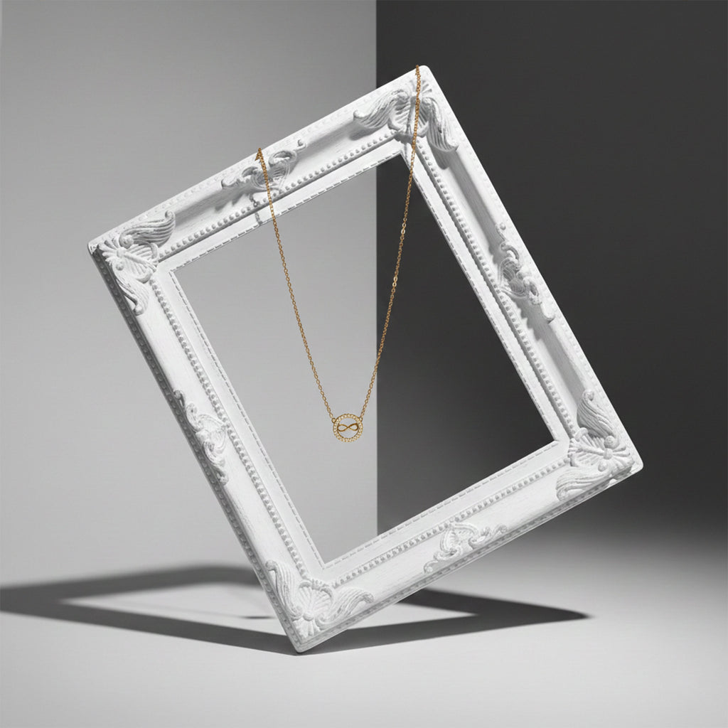 Golden Infinity Halo Charm Necklace GWN -50