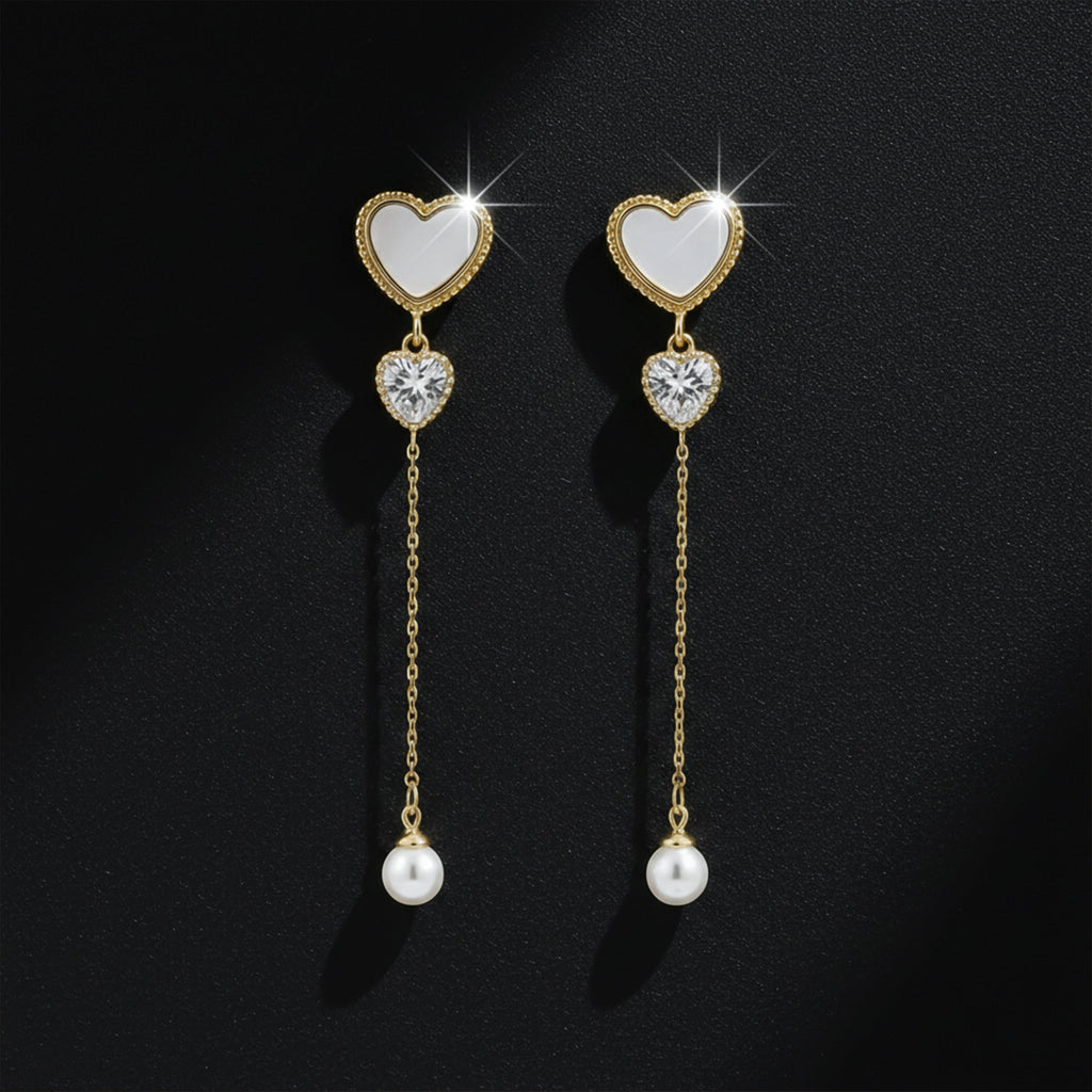 Pearl Chain Drop Earrings GWE -87