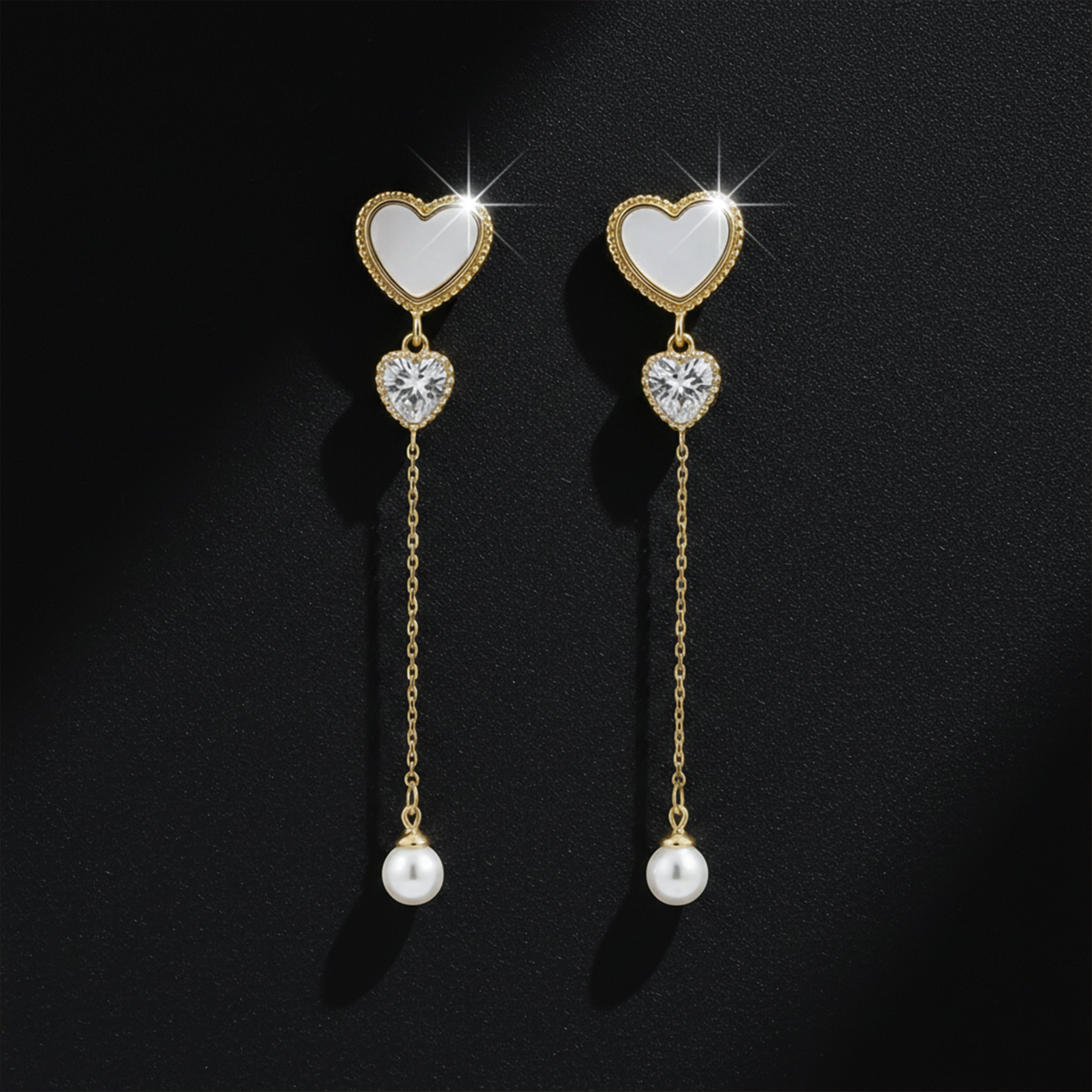 Pearl Chain Drop Earrings GWE -87