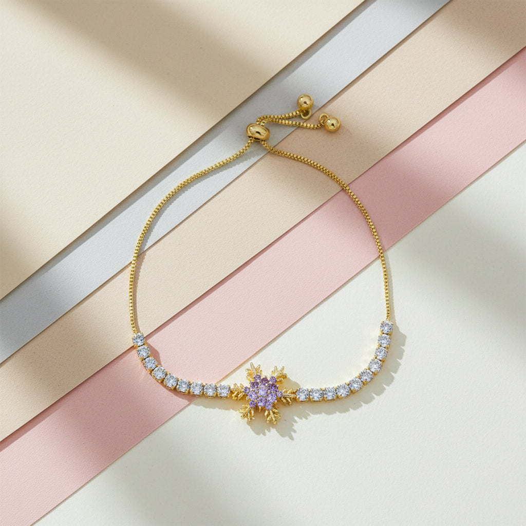 Purple Snowflake Adjustable Bracelet GWB -116