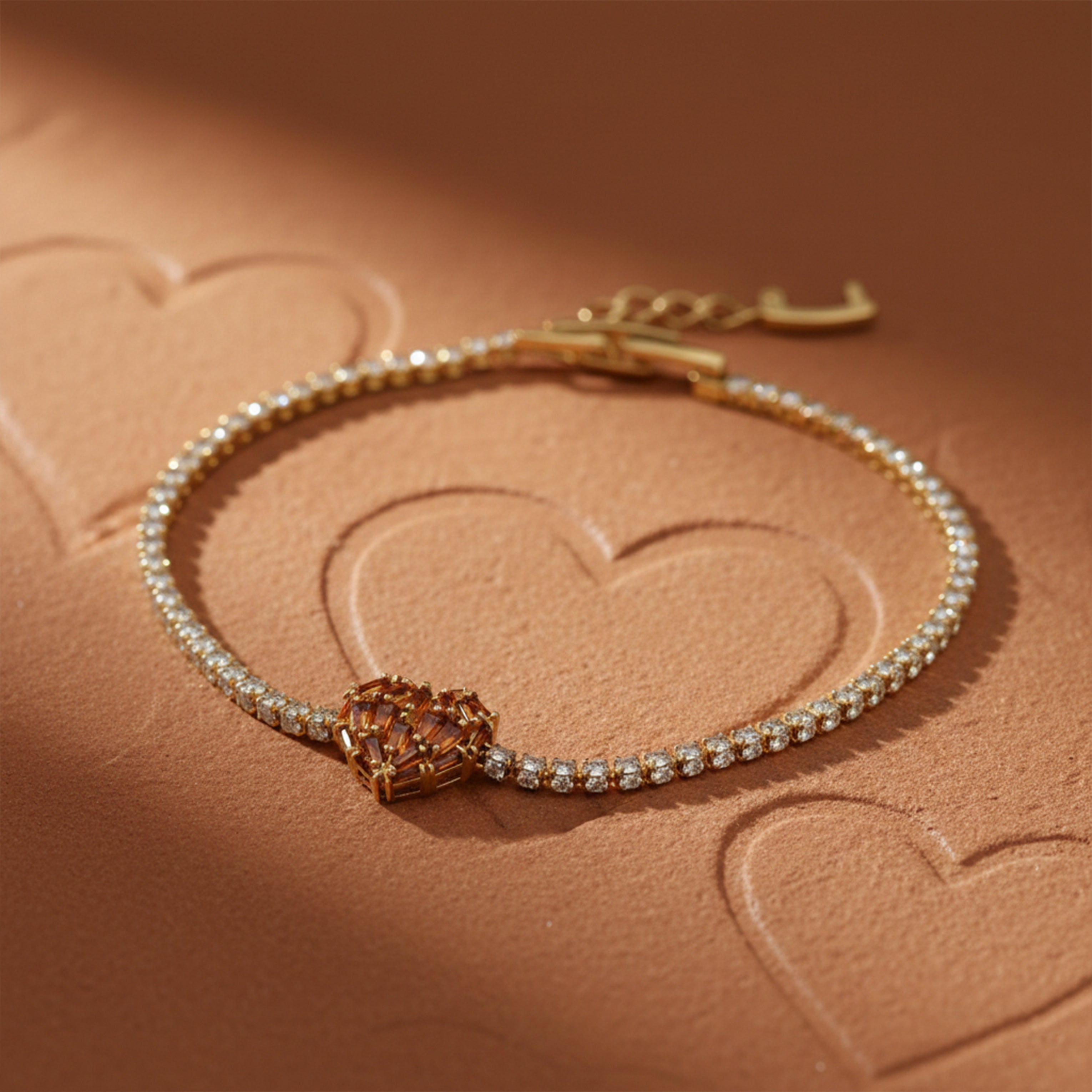 Golden Heart Tennis Bracelet GWB -99