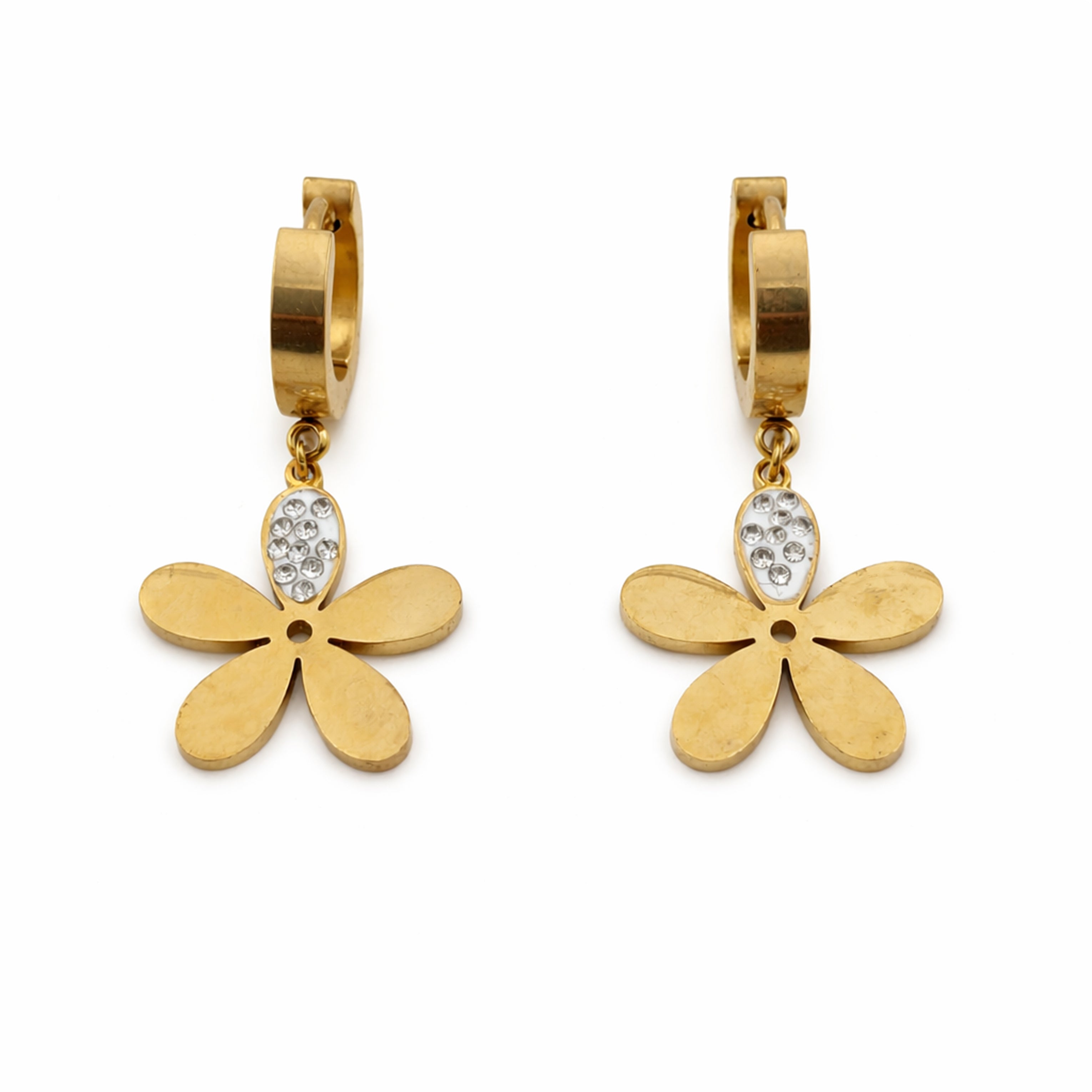Golden Floral Drop Earrings GWE -79
