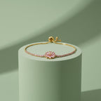 Gold Pink Floral Bracelet GWB -154