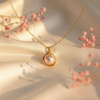 Pink Pearl Swirl Pendant Necklace GWN -34