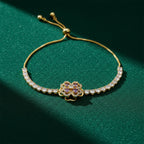 Gold Floral Adjustable Tennis Bracelet GWB -109