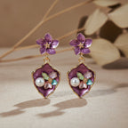 Purple Floral Earrings GWE -180