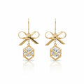Golden Bow Cube Drop Earrings GWE -110