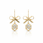 Golden Bow Cube Drop Earrings GWE -110