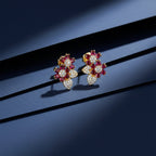Red Floral Crystal Earrings GWE -131