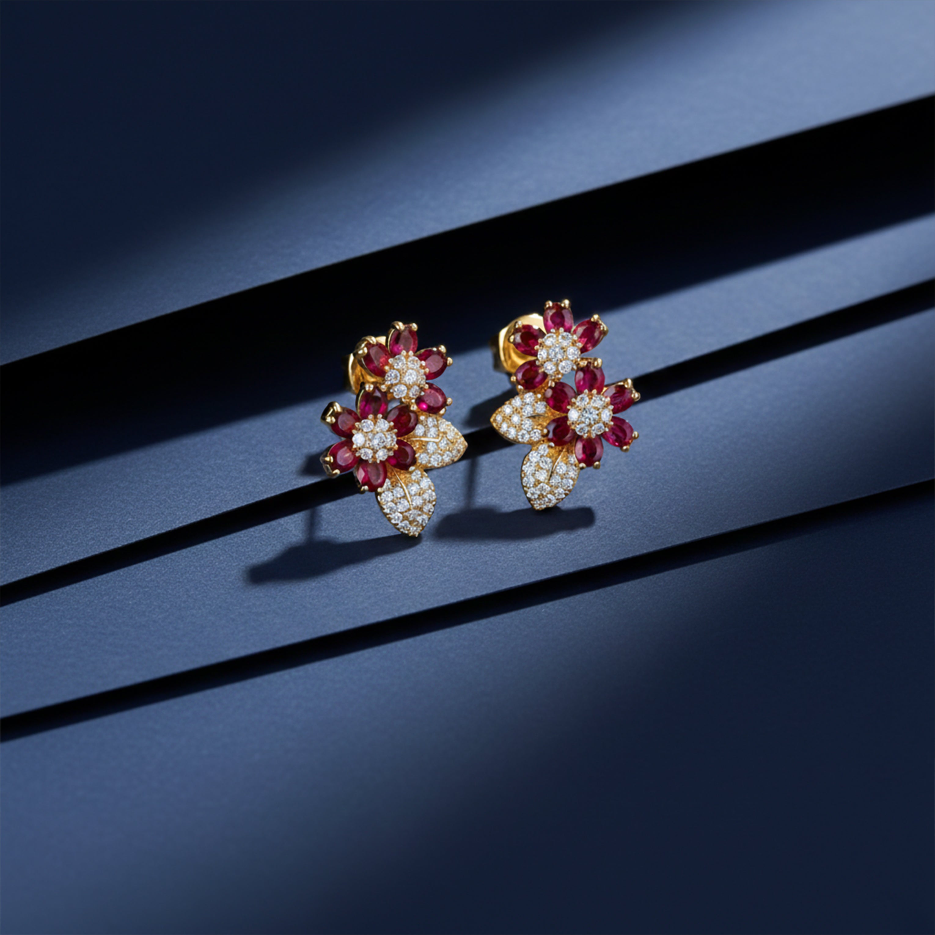 Red Floral Crystal Earrings GWE -131