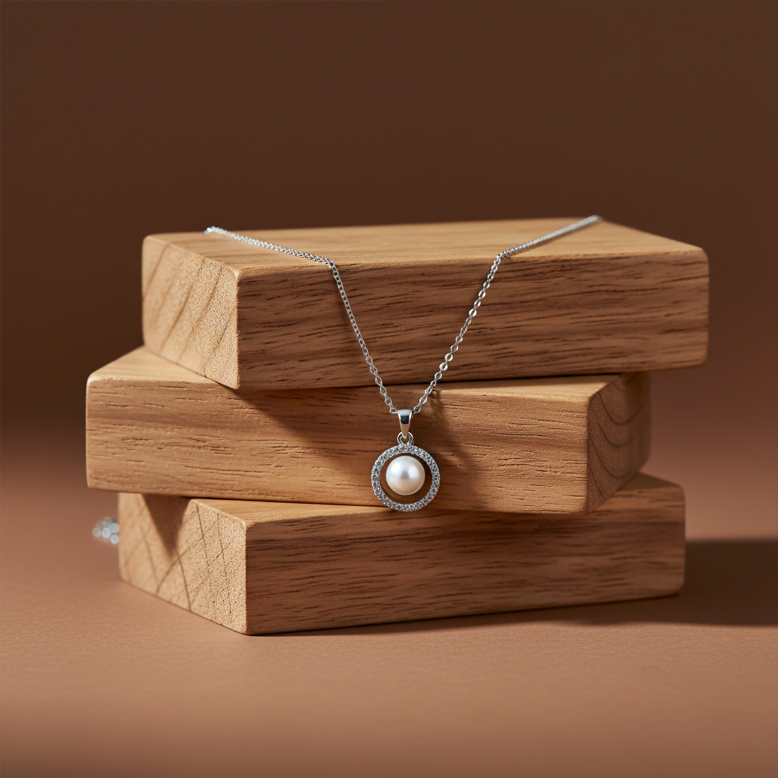 Silver Pearl Halo Grace Necklace GWN -58