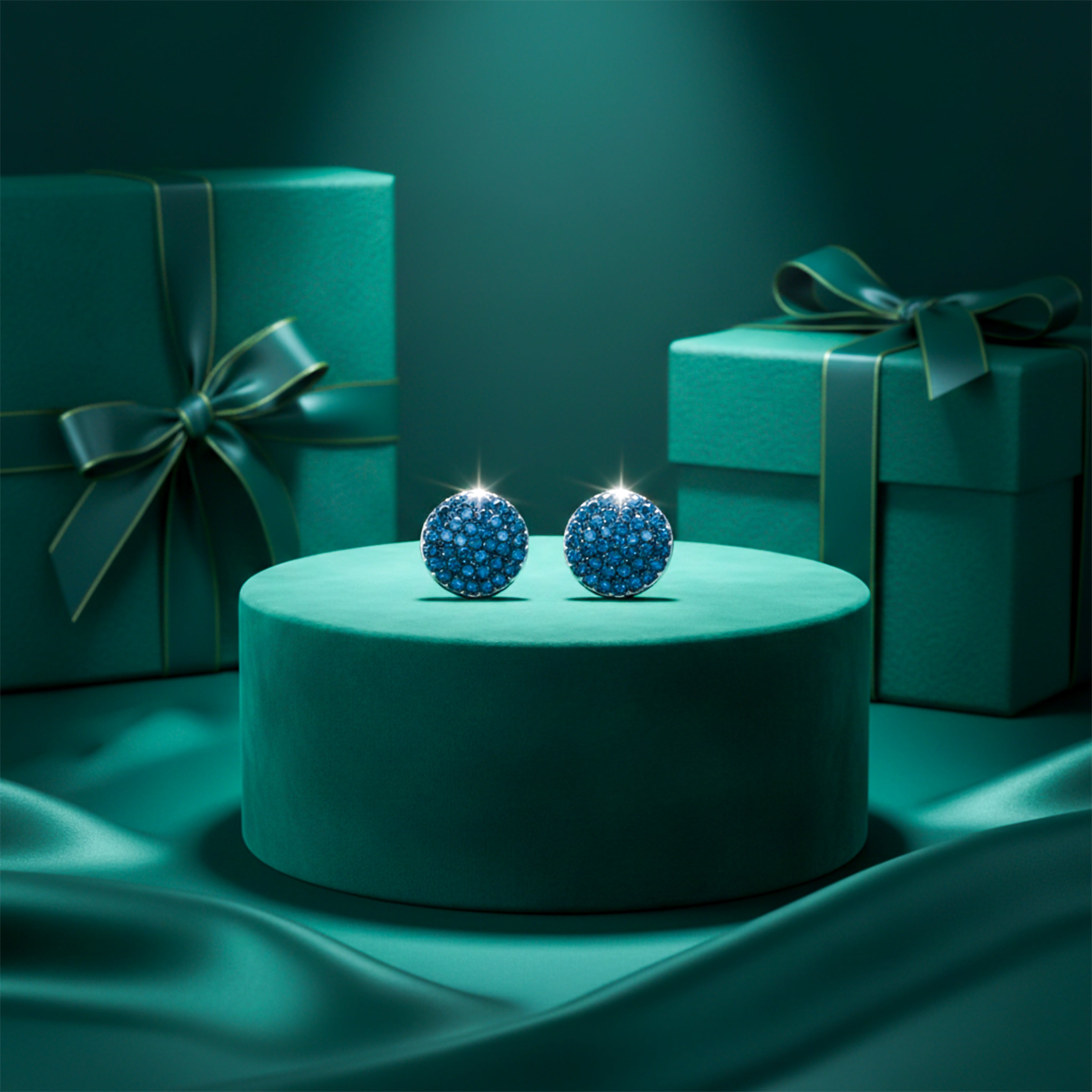 Midnight Blue Pavé Stud Earrings GWE -95