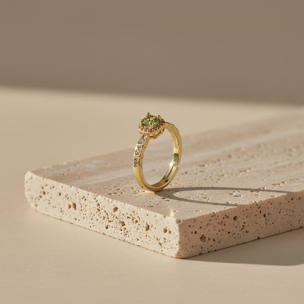 Golden Olive Halo Ring GWR -45