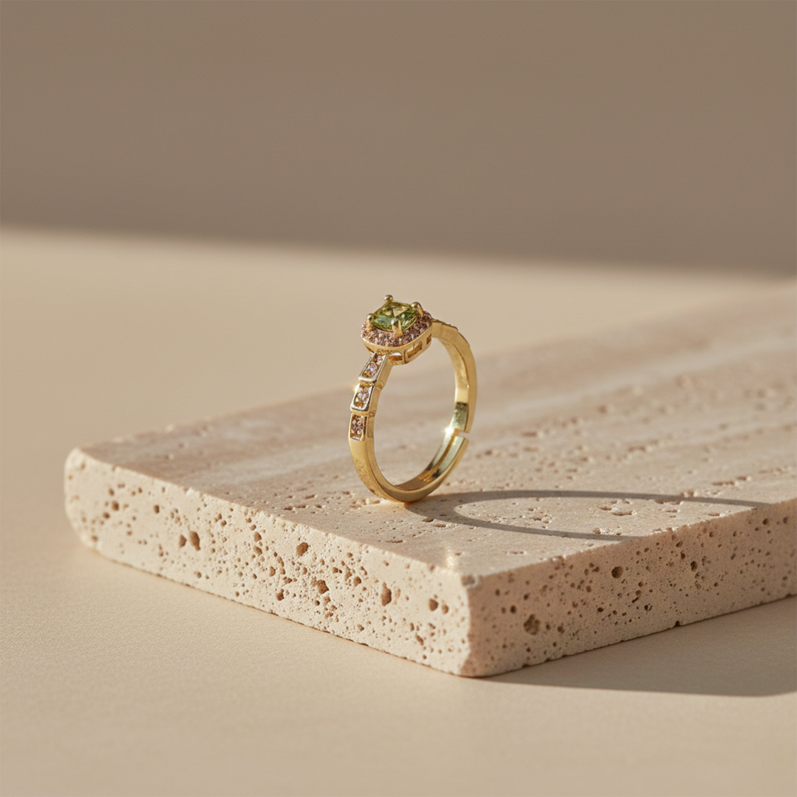 Golden Olive Halo Ring GWR -45