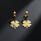Golden Evil Eye Clover Earrings GWE -82