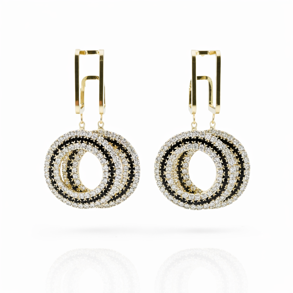 Royal Noir Crystal Drop Earrings GWE -162