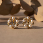 Pearl & Crystal Circle Stud Earrings GWE -165