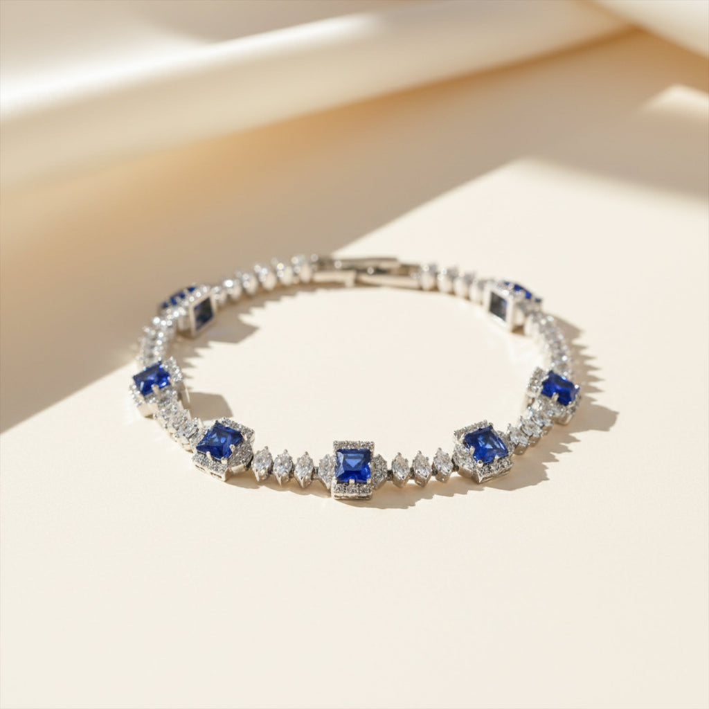 Blue Princess Halo Tennis Bracelet GWB -132