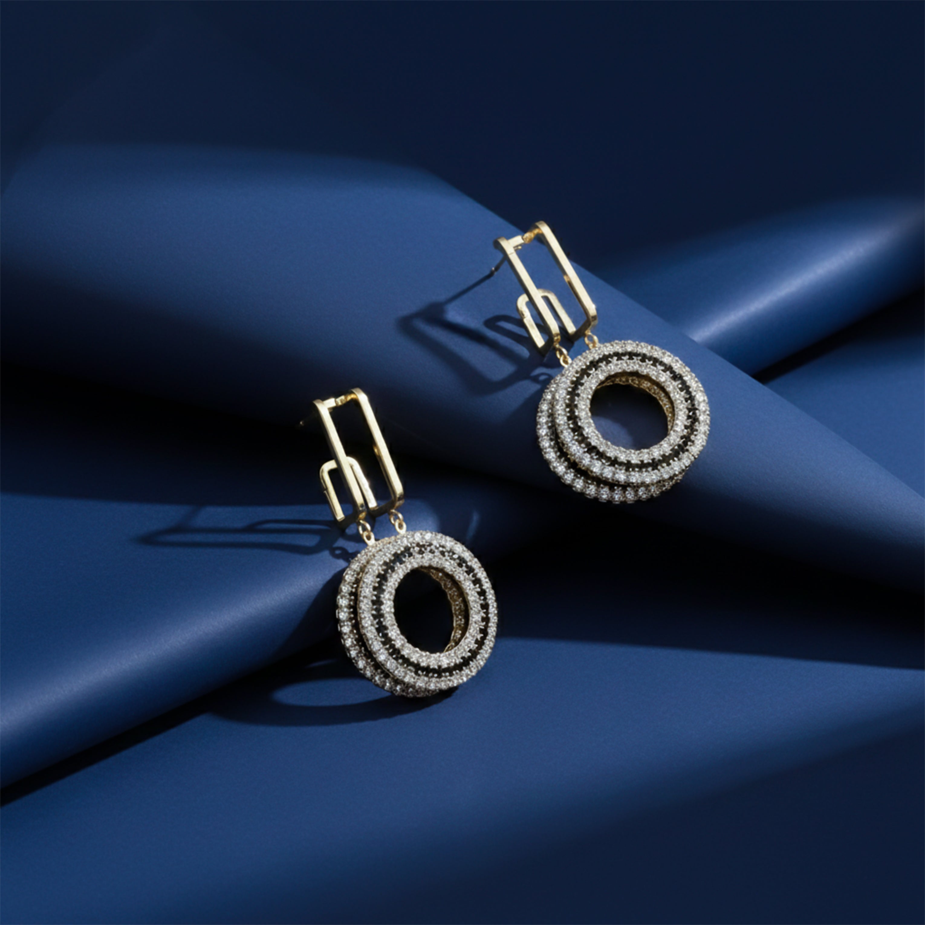 Royal Noir Crystal Drop Earrings GWE -162