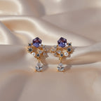 Multi-Stone Floral Gold Drop Earrings GWE -168