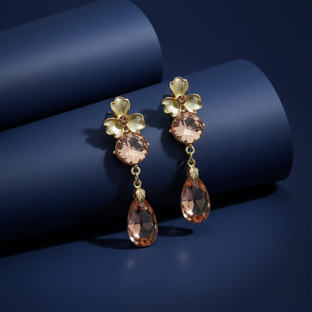 Peach Crystal Earrings GWE -192