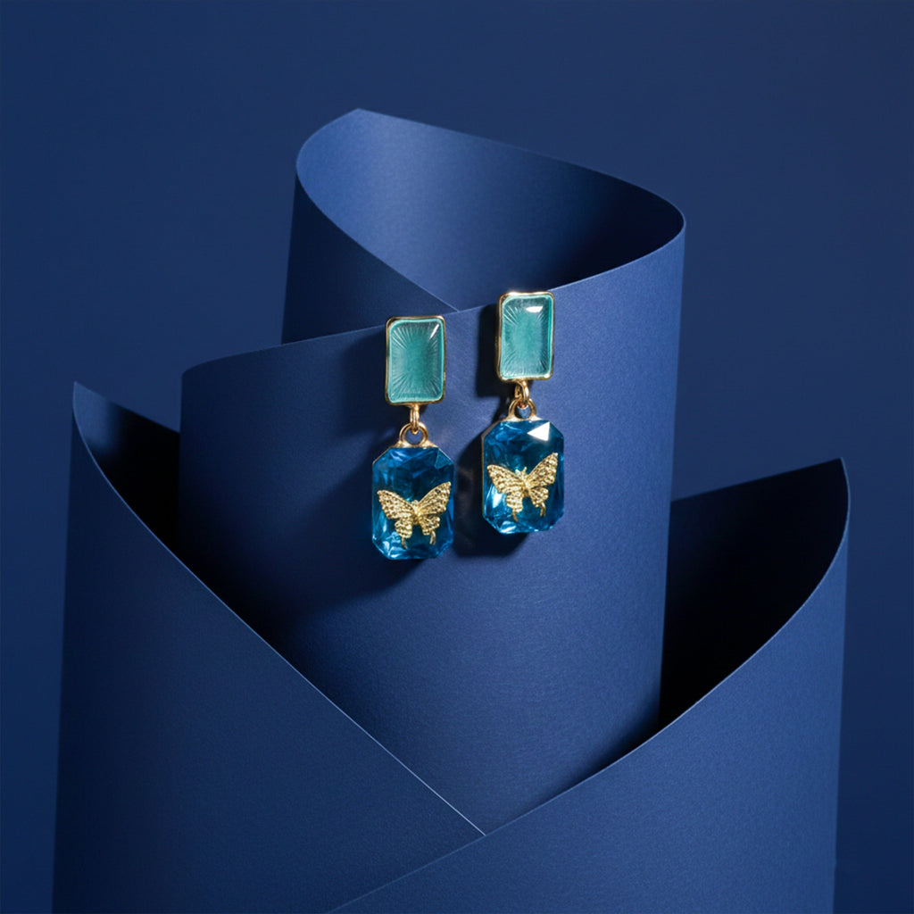 Blue Crystal Earrings GWE -219