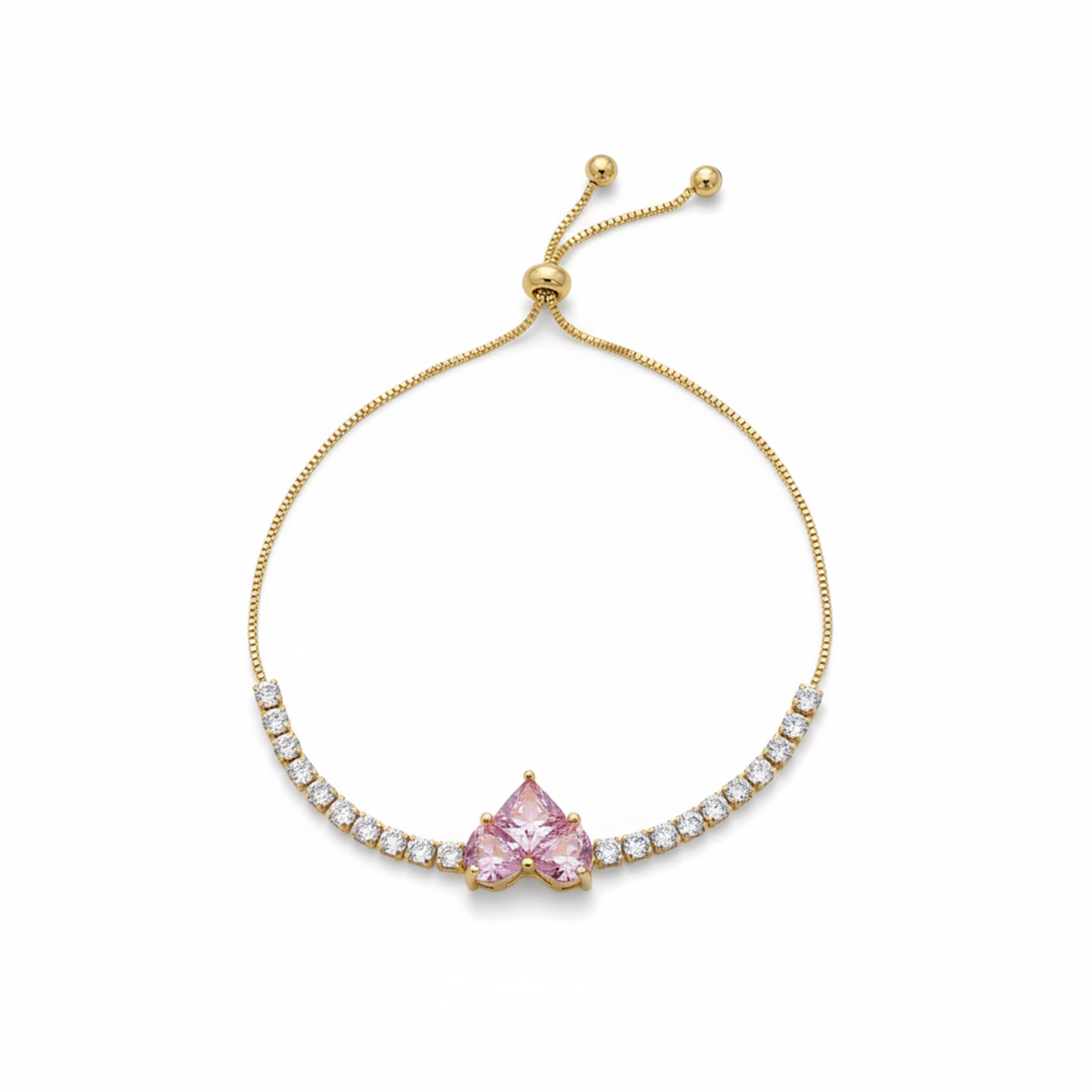 Pink Heart Adjustable Bracelet GWB -117