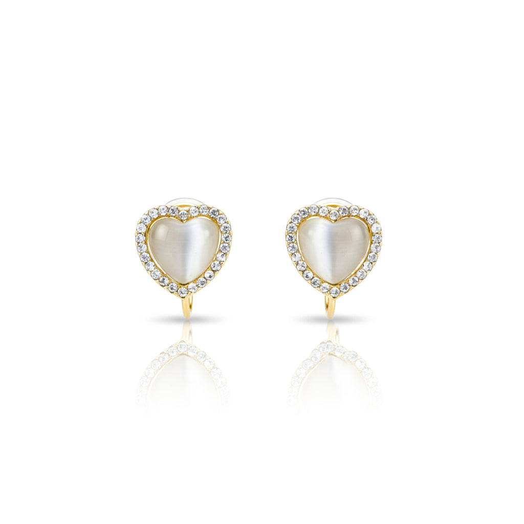 Golden Pearl Heart Halo Earrings GWE -92