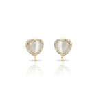 Golden Pearl Heart Halo Earrings GWE -92