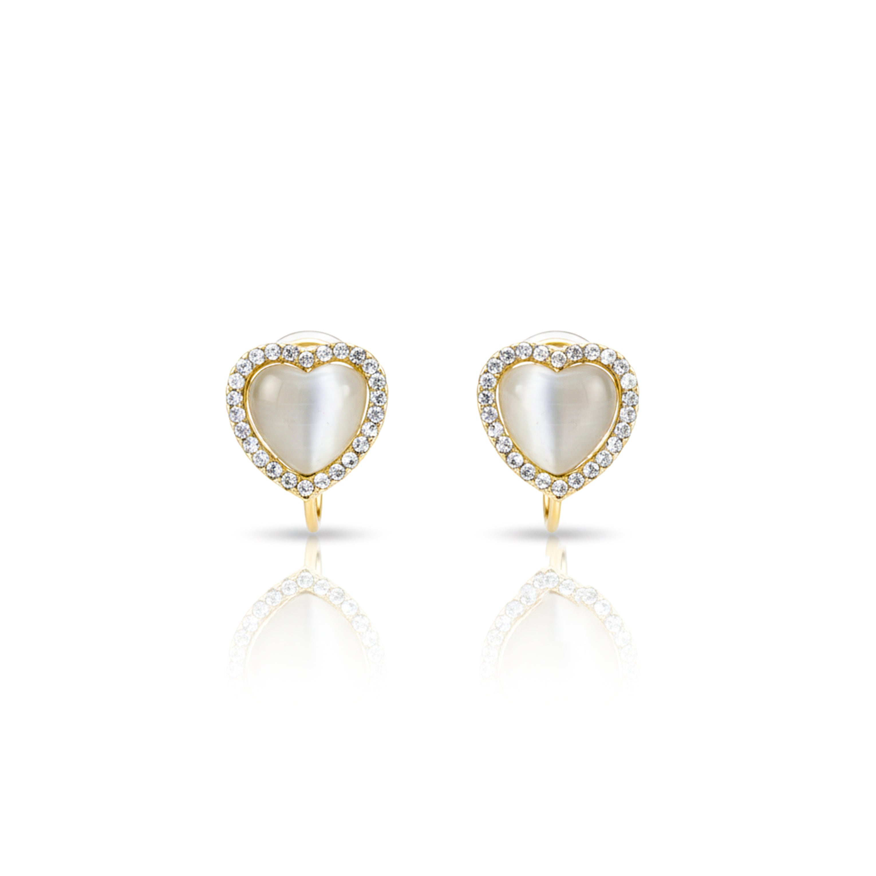 Golden Pearl Heart Halo Earrings GWE -92