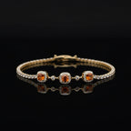 Orange Halo Crystal Tennis Bracelet GWB -94