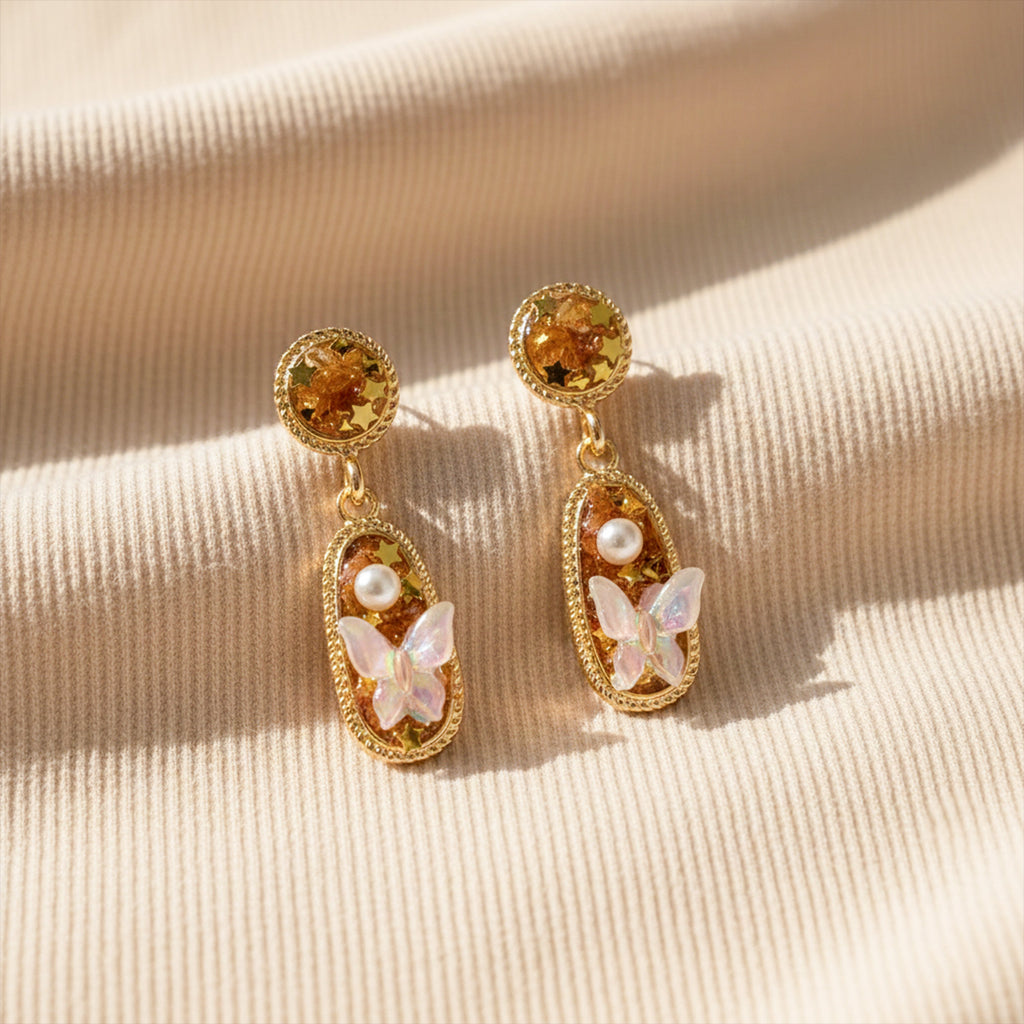 Gold Tone Butterfly Earrings GWE -213