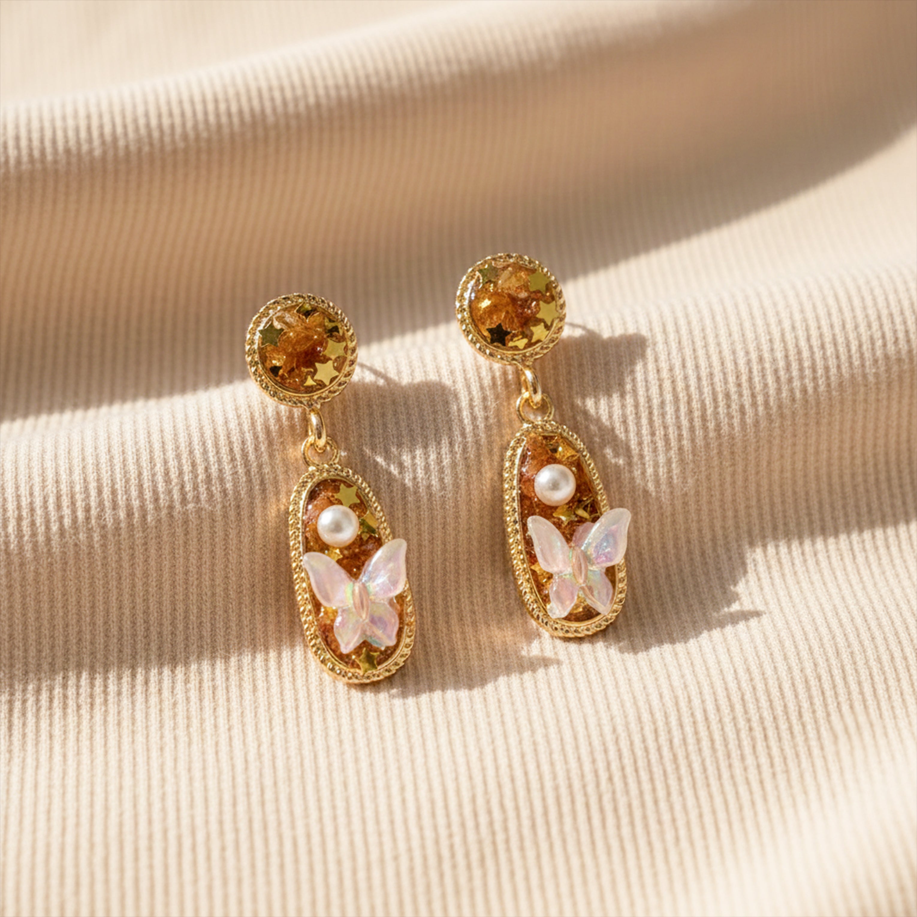Gold Tone Butterfly Earrings GWE -213