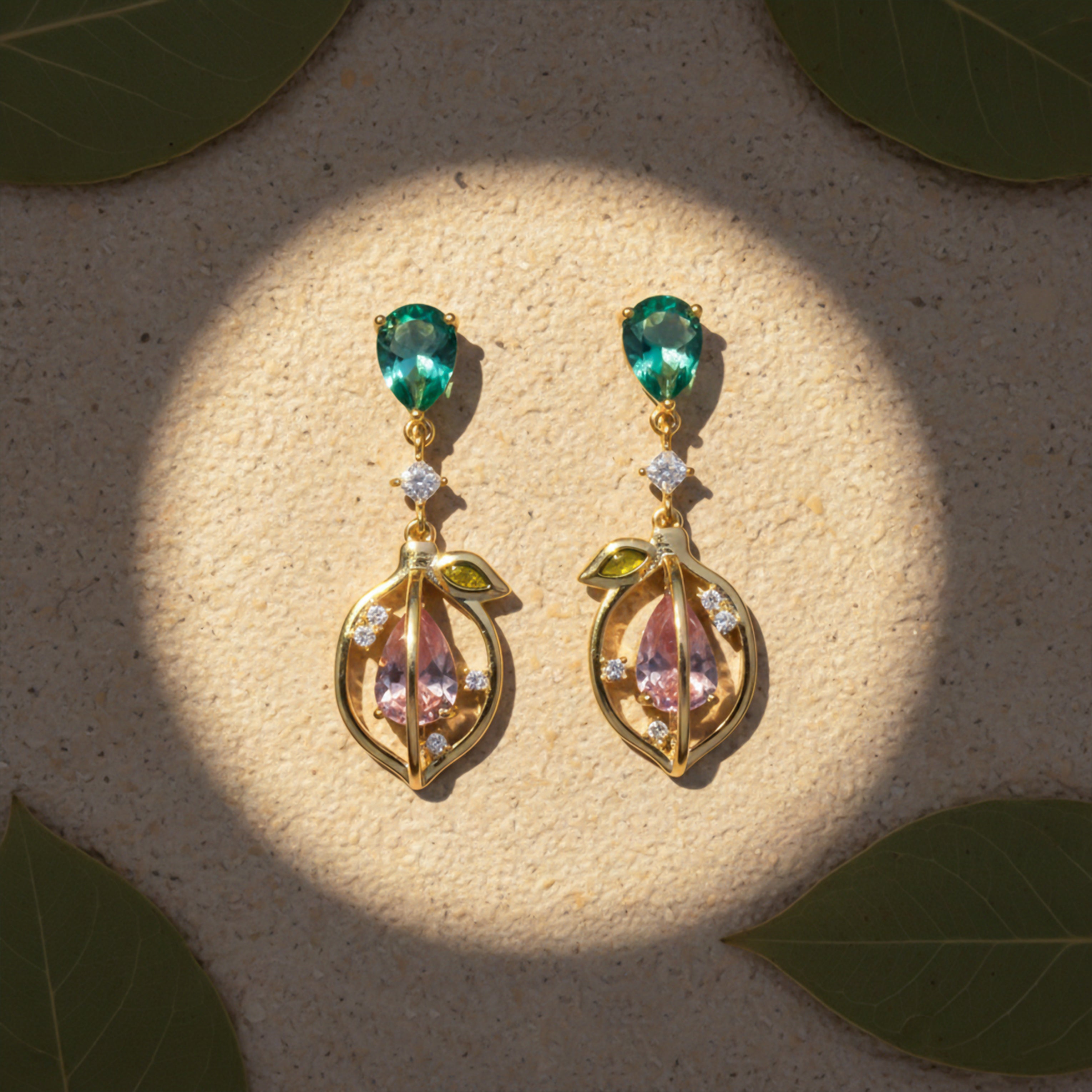 Emerald Bloom Drop Earrings GWE -102