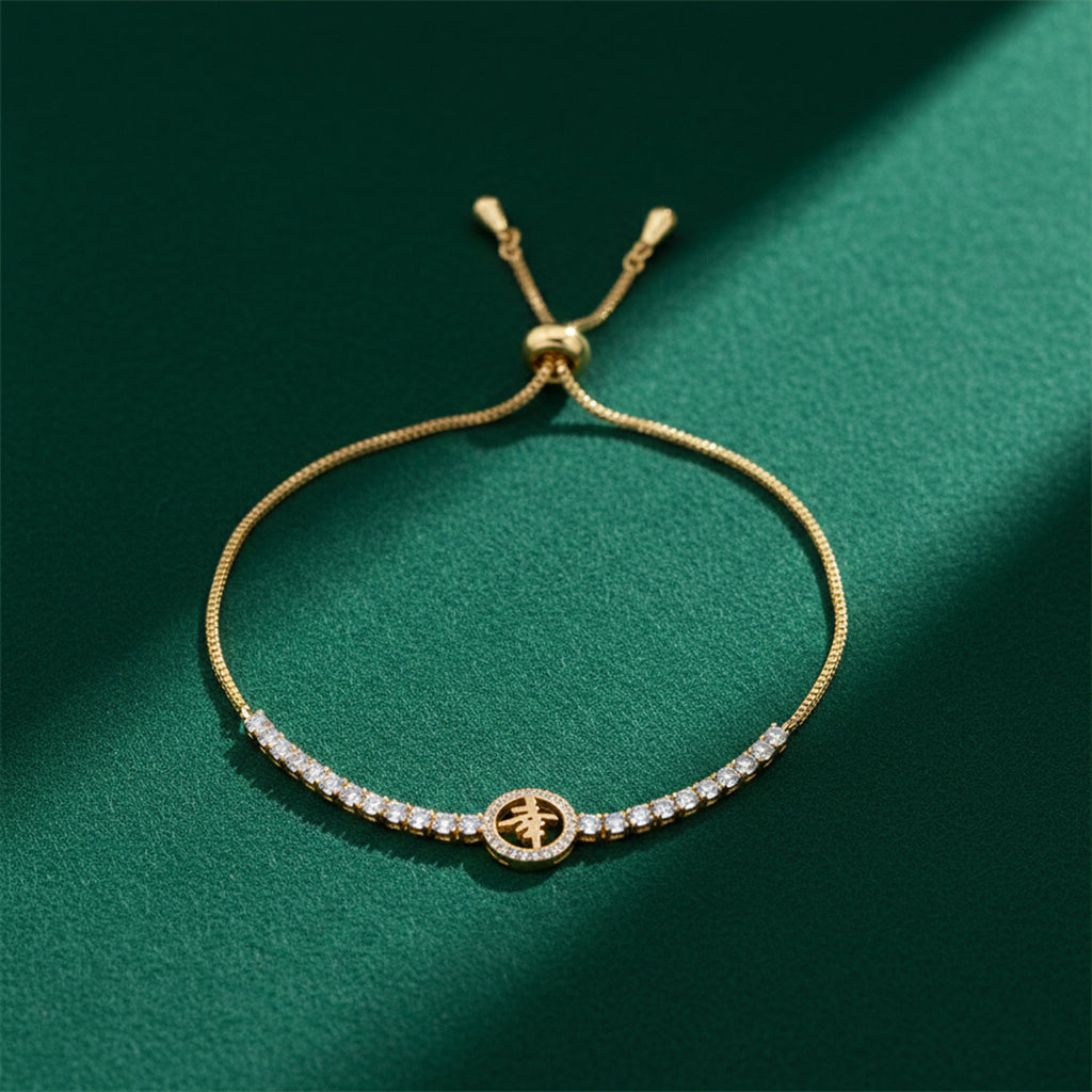 Gold Lucky Symbol Adjustable Bracelet GWB -108