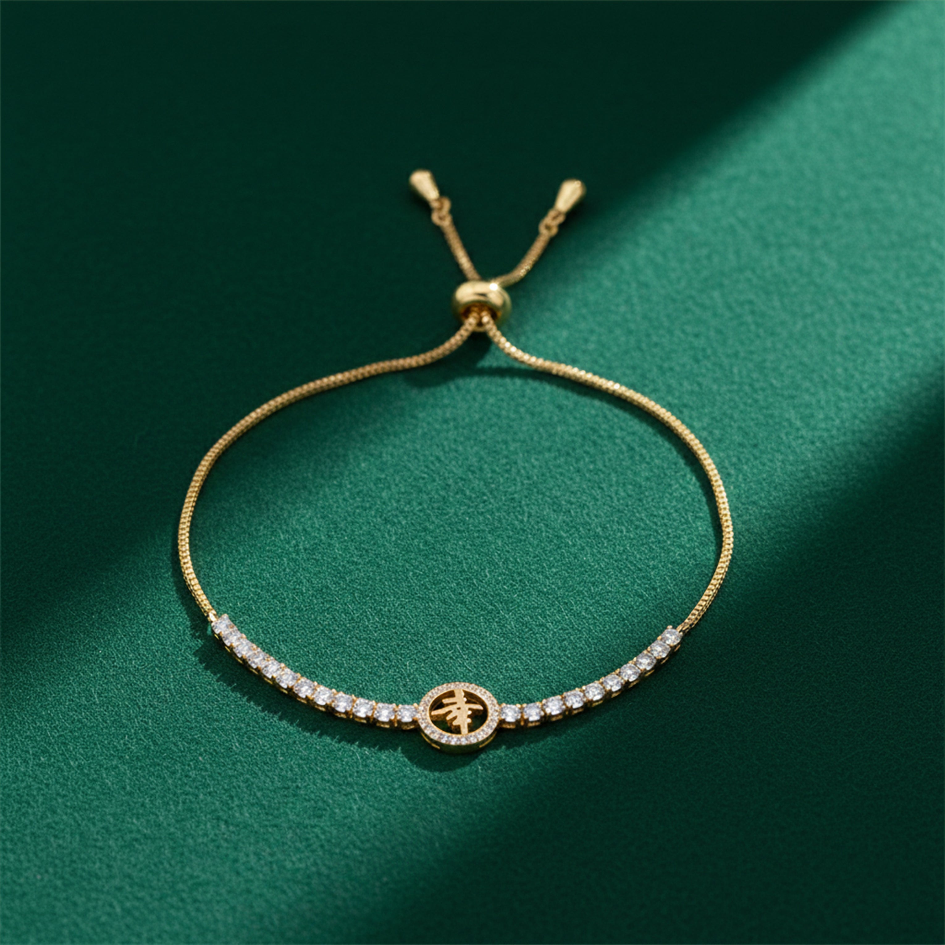 Gold Lucky Symbol Adjustable Bracelet GWB -108