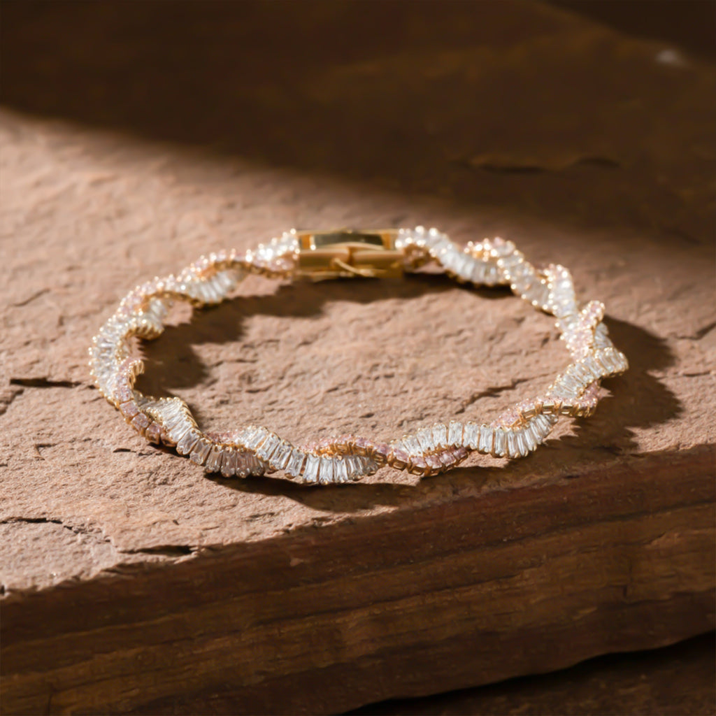 Pink Baguette Stone Twisted Bracelet GWB -90
