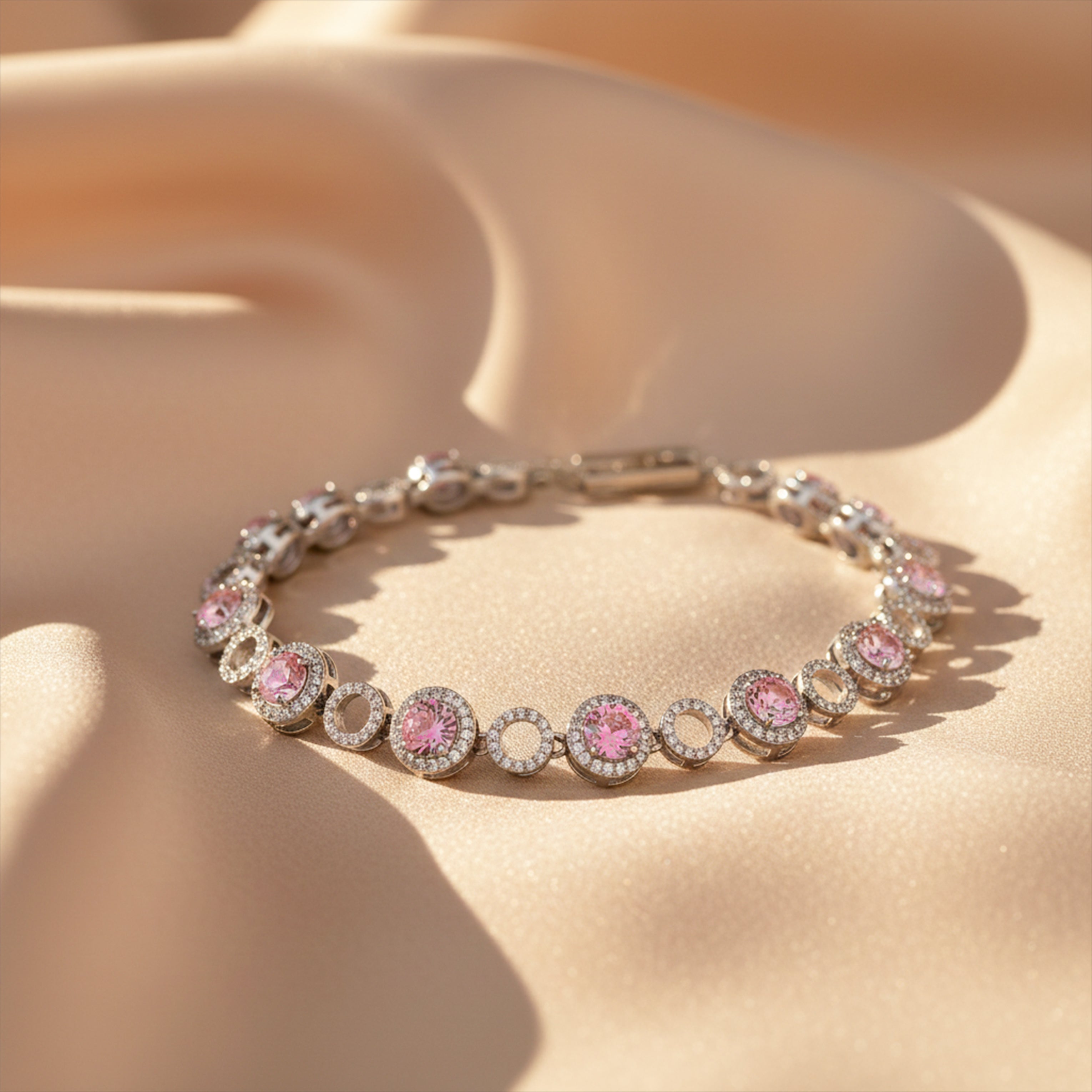 Silver Pink Halo Bracelet GWB -141