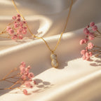 Golden Peanut Pearl Charm Necklace GWN -32