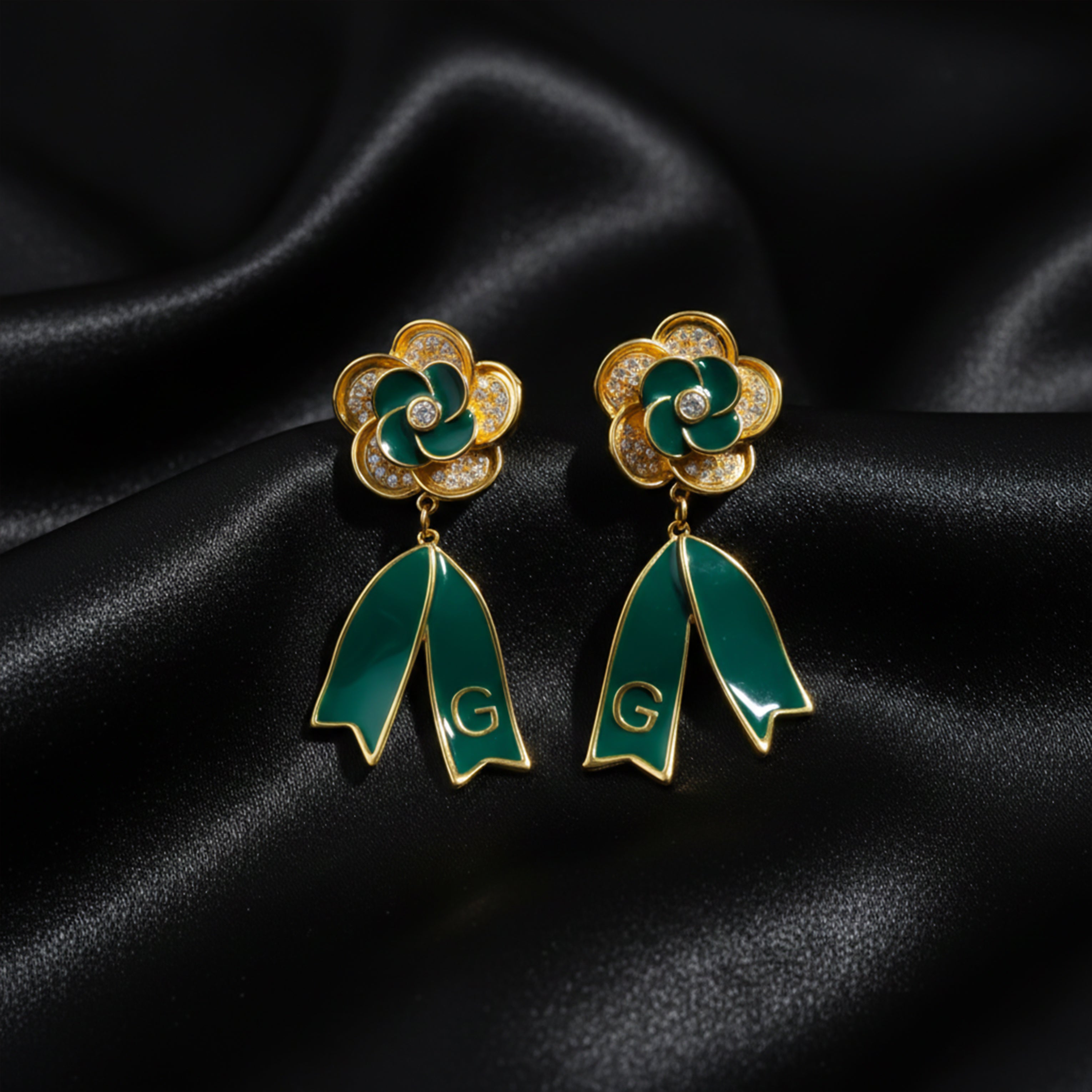 Emerald Bloom Drop Earrings GWE -60