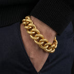 Men’s Gold-Tone Heavy Cuban Link Bracelet GMB -15