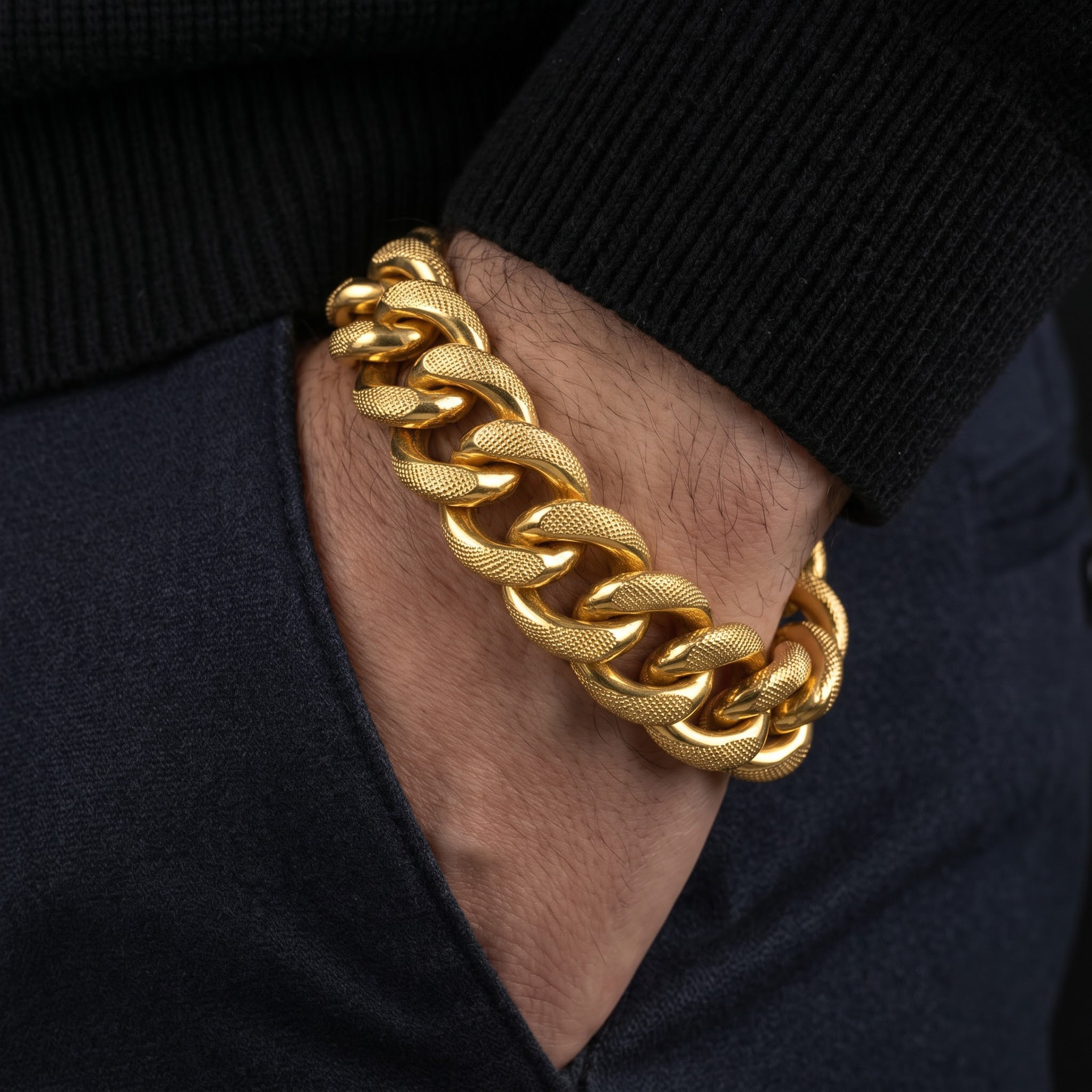 Men’s Gold-Tone Heavy Cuban Link Bracelet GMB -15